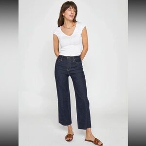 Oliver Logan Jeans Women’s  Aberdeen Wide Leg Crop Dark Wash Size 25P Slow Denim